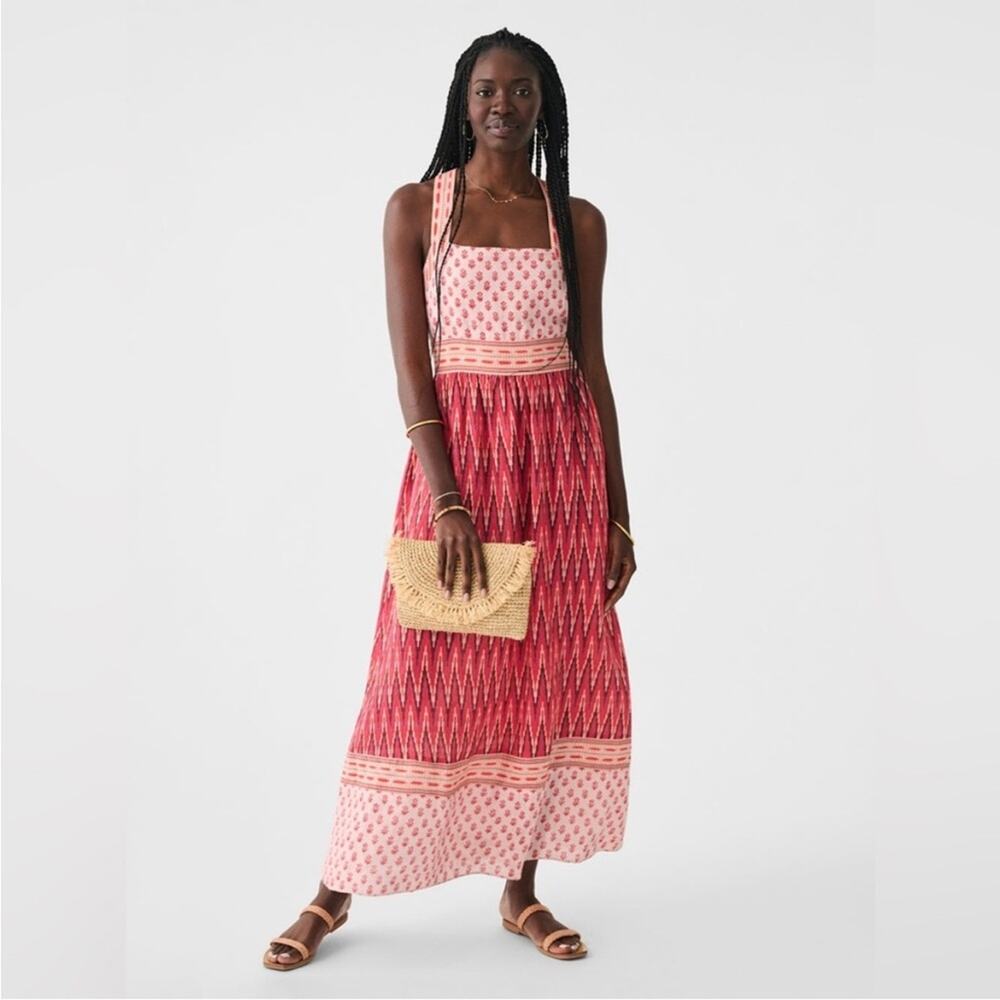 Faherty Pink and Red Patterned Maxi Dress